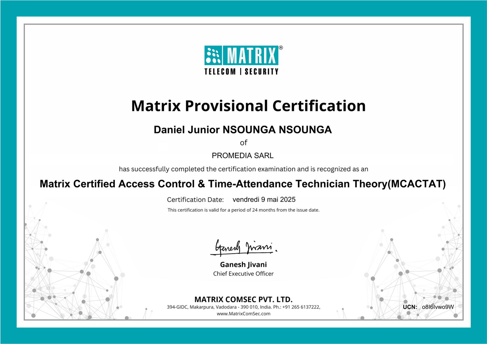 Certification Contrôle d'Accès